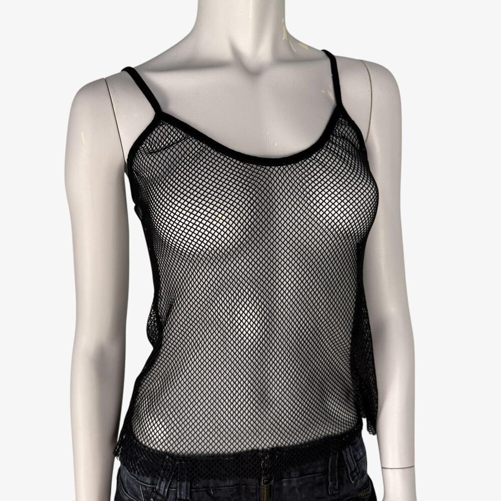 Black mesh sheer cami top rave festival